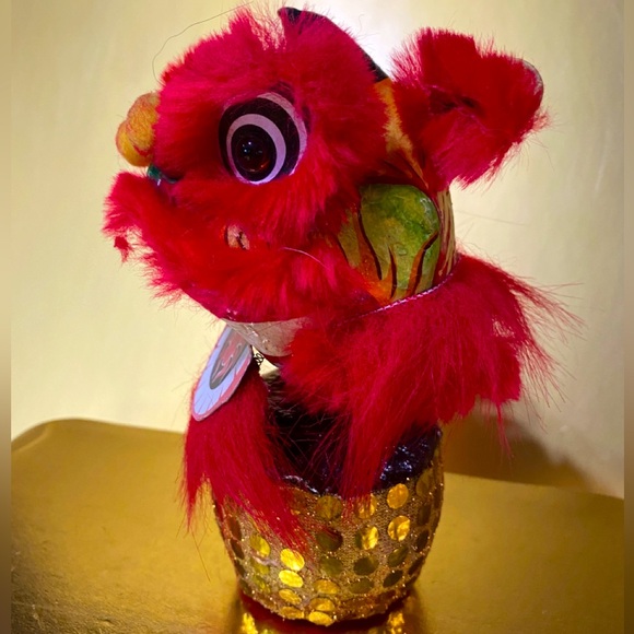 CHINESE DANCING LION DRUM NEW YEAR FESTIVAL FOO DOG STATUE BOBBLE STATUE 6” - Picture 4 of 12